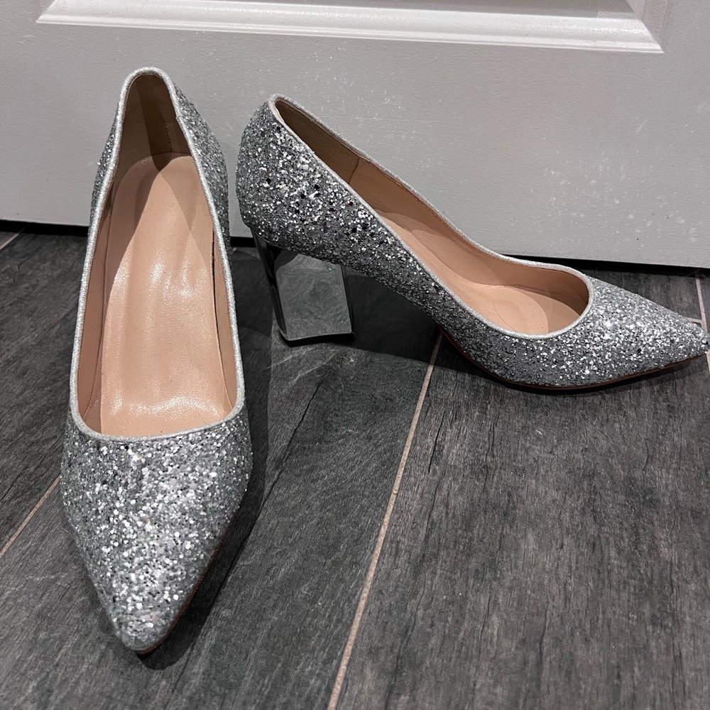 Silver sparkle heels 8.5